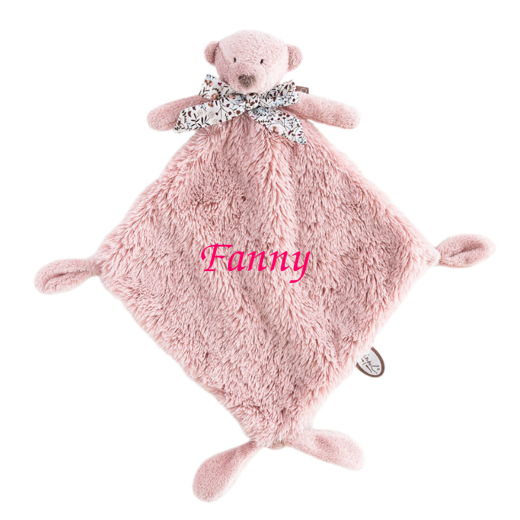 Dimpel Noann l ours Grand doudou plat Rose 35 cm